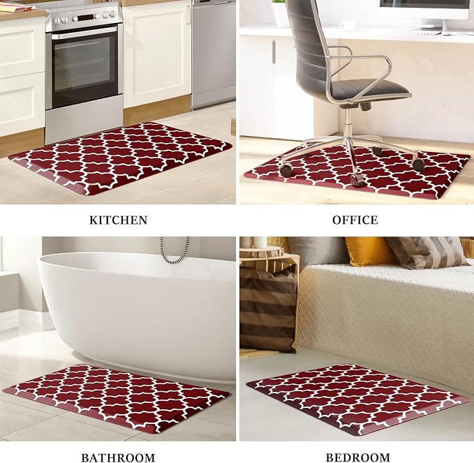 WISELIFE Anti Fatigue Floor Mat - 4/5 Inch Thick Kitchen Mat Non Slip Waterproof Heavy Duty Ergonomic Comfort Mat Durable for Home, Office, Sink, Laundry,(22" x 36", Red)