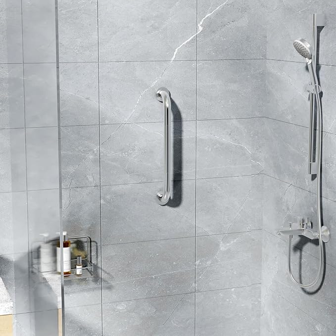 FANHAO 2 Pack Shower Grab Bar, 16 Inch Stainless Steel Bathroom Grab Bar with Anti-Slip Knurled Grip, Heavy Duty Shower Handle Bath Handle, Safety Bars for Elderly or Handicapped (Brushed)