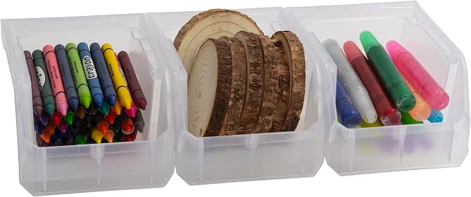 ReadySpace Plastic Containers for Organizing and Storage Bins for Drawers, Desks, Office Organization, and Garage, Stackable Bins, Extra-Small (3" x 5" x 4"), 12-Pack, Clear