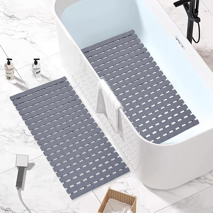 Bathtub Shower Mat, Pet Dog Bathing Non-Slip Mat, Dog Bath mat for tub, Quick Drain Bathtub Mat with Suction Cups & Drain Holes for Bathroom, 27.1x15.7 Inch (Mars Green)