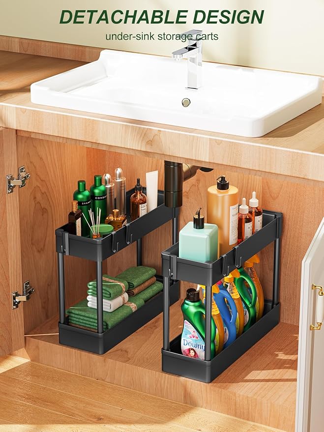 LEHOM 5.1" Slim Storage Cart - 4 Tiers Bathroom Organizer Mobile Shelving Unit Storage Rolling Utility Cart Slide Out Organizer for Kitchen Bathroom Laundry Narrow Places