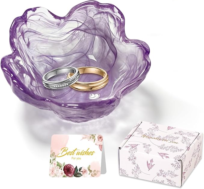 Flower Jewelry Dish Ring Holder Jewelry Tray Cute Vanity Organizer Room Decor Aesthetic Nightstand Bathroom Bedroom Decor Trinket Dish Small Valentine's Friendship Christmas Birthday Gifts for Women