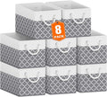 Fab totes Storage Bins 8-Pack, Foldable Storage Baskets for Organizing Toys, Books, Shelves, Closet, Large Storage Box with Rope Handles, Sturdy Organizer Bins,Clover Grey