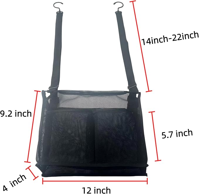 Hanging Mesh Shower Caddy With 4 Storage Pockets & Hooks, Adjustable Hanging Shower Storage Organizer for College Dorm, Gym, Swimming & RV Travel