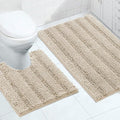Turquoize Bathroom Rugs Set Non-Slip Bath Mats for Bathroom Super Absorbent Shaggy Rugs for Tub Shower Toilet Soft Plush Bath Rug Plus U Contour Rug (Oversized: 24" x 36" and 20" x 24" U), Fog