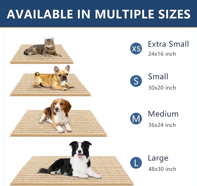 Smiry Dog Door Mat for Muddy Paws 48x30, Absorbent Dirt Trapper, Non-Slip Washable Chenille Entryway Rug for Inside Floor, Beige, Layered Pattern