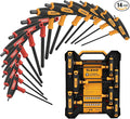 ELEAD 14-Piece T-handle Allen Wrench Set, Metric 2.5mm-10mm & SAE 1/8"-3/8" Portable Hex Key, Long Arm Allen Key Set with Storage Box for Basic Home Repair and Mechanical Maintenance