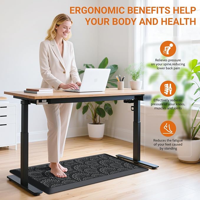 Mattitude 4/5 Inch Kitchen Mat, 20x38in Heavy Duty Ergonomic Comfort Foam Standing Desk Mat, Waterproof Non-Slip Standing Mats and Rugs for Kitchen, Office, Black