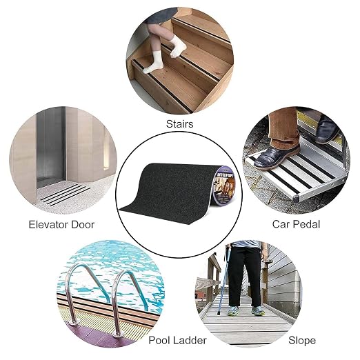 12in x 33Ft Anti Slip Tape,80 Grit Black Heavy Duty Anti Slip Safety Grip Tape, Waterproof, for Stairs Outdoor/Indoor,High Traction Stairs Non Skid Treads