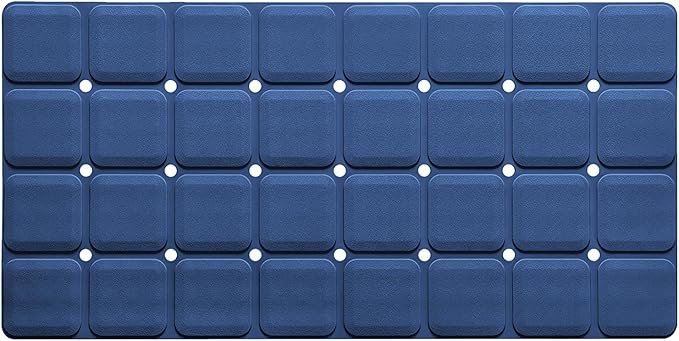 Webos Silicone Bath Mat with Suction Cups – Non-Slip Foldable Bathtub & Shower Mat, Durable & Quick-Dry Safety Tub Mat with Large Drain Holes for Families 28"x 14" Navy Blue