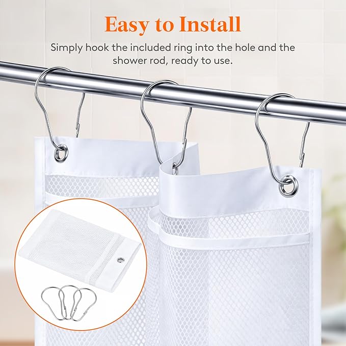 Lifewit Mesh Shower Caddy, 11 Pockets Hanging Shower Organizer with Quick Drying Mesh, Portable Space Saving Bathroom Organizer to Hold Soap, Shampoo and Cruise Ship Essentials, White, 2 Pack