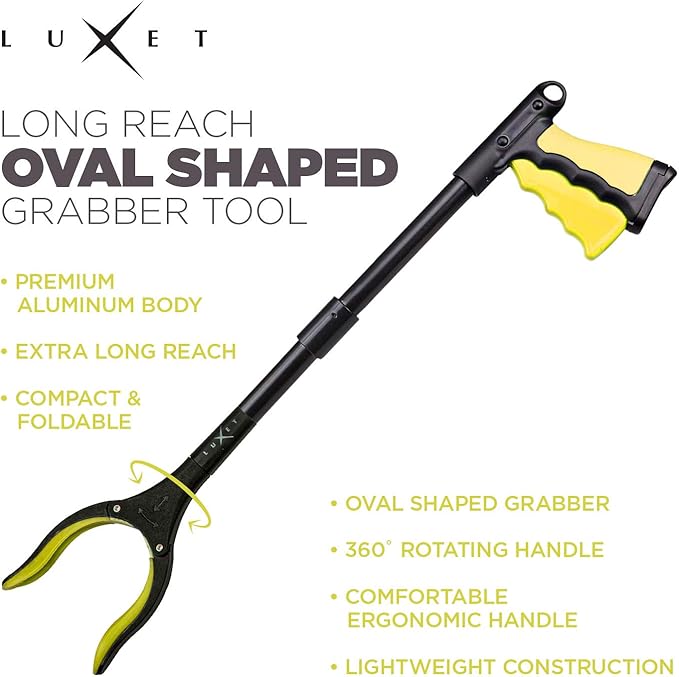 Grabber Reacher Tool 19 Inch Long, Foldable Pick Up Stick - Strong Grip Magnetic Tip - Heavy Duty Trash Picker Claw Reacher Grabber Tool Elderly Wheelchair Mobility Aid (Yellow)