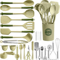 Kikcoin 43Pcs Kitchen Utensils Set - Silicone Cooking Utensil Set, Dishwasher Safe Spatula for Non-stick Cookware, 446°F Heat Resistant Kitchen Gadgets with Holder BPA Free, Avocado Green