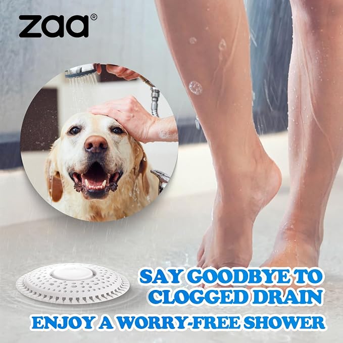 zaa Shower Drain Hair Catcher, Premium Silicone Drain Protector & Shower Drain Cover for Regular Drains of Shower Room, Bathroom, LightGray
