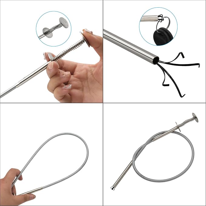 Claw Grabber Pickup Tool,Grabber Tool 4-Claw Picker, Bendable Hose Reacher Pickup,Claw Type Pickup,Flexible Long Handy Reaching Assist Tool for Kitchen/Bathroom/Litter Pick/Home Sink/Drain