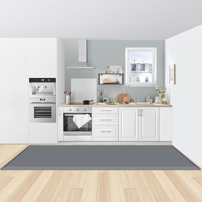 KitchenClouds Kitchen Mat Cushioned Anti Fatigue Rug 30"x108" Water Resistant, Non Slip, Standing and Comfort Desk/Floor Mats for House Sink Office (Grey,0.8inch)