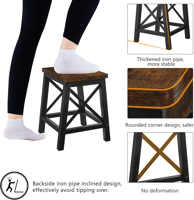 YINMIT Step Stools for Adults and Kids, Wooden Small Step Stool with Non-Slip Feet, Rectangular Stepping Stool for High Bed, Using for Bedroom, Kitchen and Living Room, Hold Up to 500 lbs