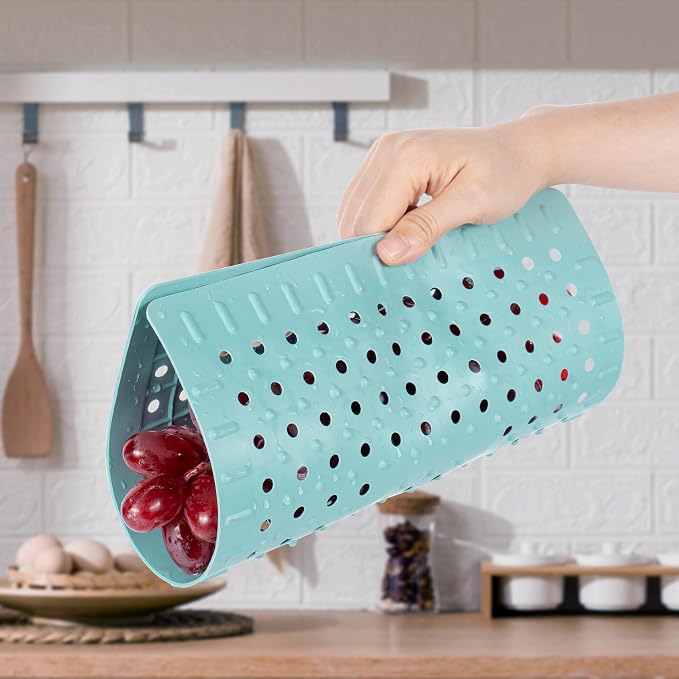 WILLKOMMEN Kitchen Sink Mat, 12" x 10" Rectangular Sink Protector Pad, Fast-Draining Grid Design Liner, Dish Drying Mat 2 Pack Mint Blue