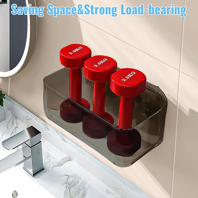 CGBE 2 Packs Cabinet Door Organizer, Acrylic Adhesive Shelf Wall Mounted Storage, Self Adhesive Shower Shelves Without Drilling, Automatic Draining Clear Shower Organizer for Bathroom