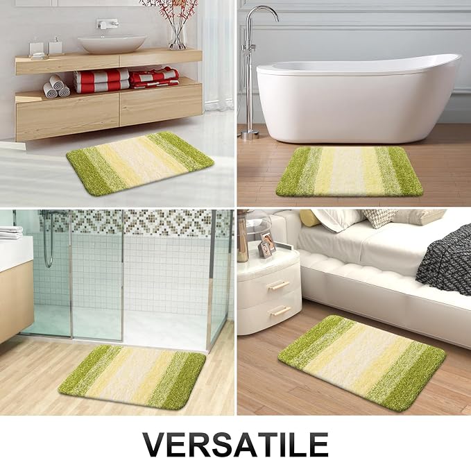 OLANLY Small Bathroom Rugs Mat 24x16, Extra Soft Absorbent Microfiber Bath Rugs, Rubber Backing, Quick Dry, Washable Bath Mats for Bathroom Floor, Tub and Shower, Home Decor Accessories, Olive Green