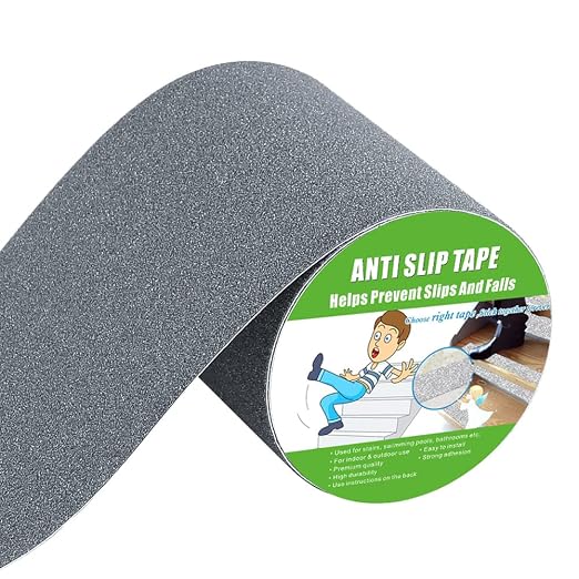 Yorwe Anti Slip Tape, High Traction, Strong Grip Abrasive, Not Easy Leaving Adhesive Residue, Indoor & Outdoor (6" Width x 190" Long, Gray)