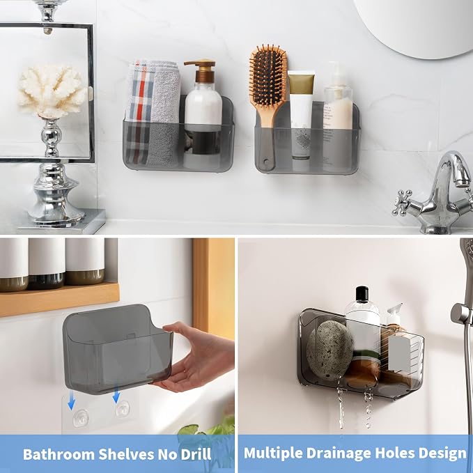 Diesisa 2pc Acrylic Wall Mount Organizer, Adhesive Cabinet Door Organizer,Acrylic Bathroom Shelves for Wall,No Drilling Hang Walls,with Self Adhesive Tape, for Bathroom, Kitchen, Living Room