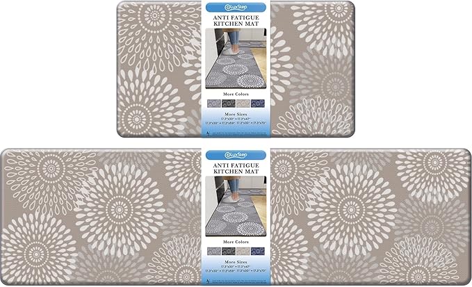 LuxStep Kitchen Mat Cushioned Rugs Anti-Fatigue Mats for Kitchen Floor,Waterproof Non-Slip Mats and Rugs Set for Office,Floor,Laundry 17.3"×30"+17.3"×59",Khaki