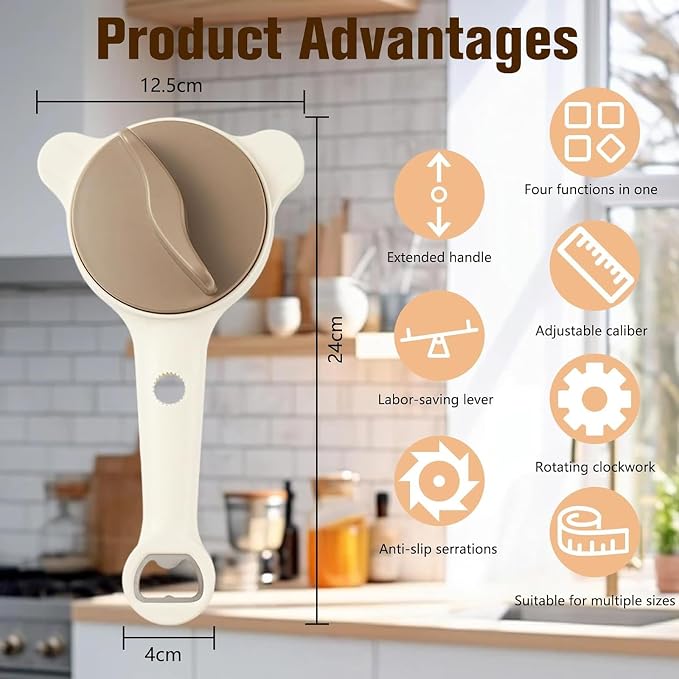 New Jar Opener for Seniors, 4-in-1 Can Openers for Weak Hands & Arthritis Sufferers with Non Slip Teeth, Ergonomic Non-Slip Handle, Fits 1-3.5 Inch Kitchen Mason Jars, Bottle & Cans
