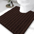 Smiry Bathroom Toilet Rugs U Shaped 24x20, Extra Soft Absorbent Non Slip Rubber Backing Chenille Contour Bath Rugs for Toilet, Machine Washable Contoured Bath Mats, Brown