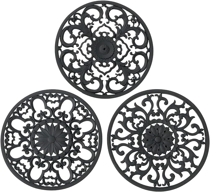 Extra Thick Silicone Trivet Mat for Hot Dishes, Hot Pots and Pans, Pot Holder, Hot Pad to Protect Your Table and Countertop, Kitchen Decor and Accessories,Black,Set of 3