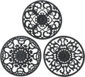 Extra Thick Silicone Trivet Mat for Hot Dishes, Hot Pots and Pans, Pot Holder, Hot Pad to Protect Your Table and Countertop, Kitchen Decor and Accessories,Black,Set of 3