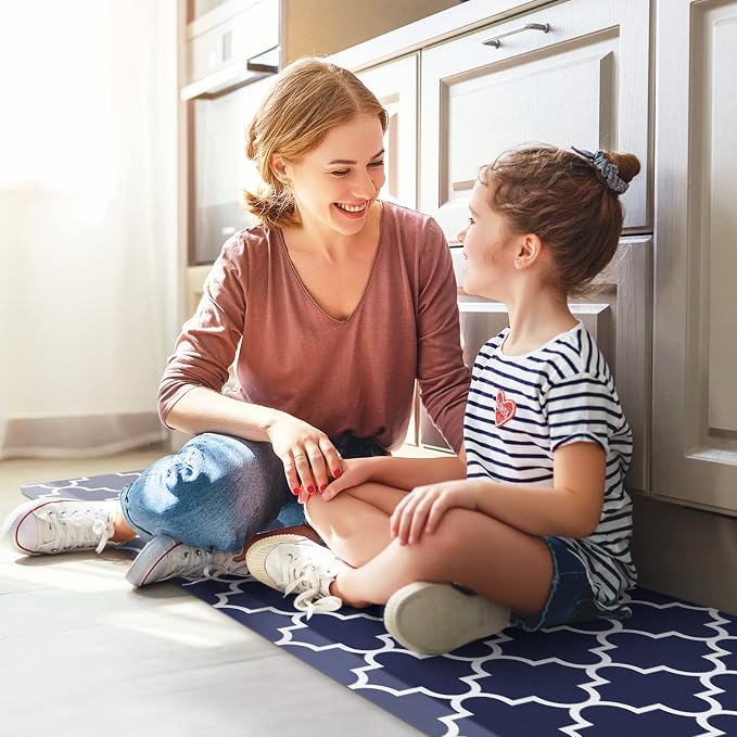 WISELIFE Kitchen Runner Rugs Anti-Fatigue mats - 3/4 Inch Thick Non Slip Waterproof Ergonomic Comfort Mat for Kitchen, Floor Home, Office, Sink, Laundry (17.3"x60" -0.75 inch,Blue)