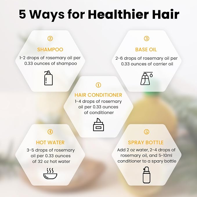HIQILI Rosemary Essential Oil, Add to Shampoo & Conditioner, 100% Pure & Natural - 1 FI Oz