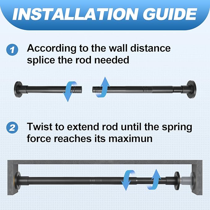 CorkLatta Black Shower Curtain Rod 31 to 80 Inch,1 Inch Diameter Heavy Duty Adjustable Spring Tension Stainless Steel Telescopic Rod,Easy Install,No Rust