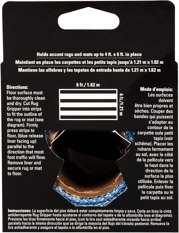 ROBERTS 50-580 Roll of Indoor Traction Anti-Slip Gripper Rug Strip Tape for Small Rugs, 2-1/2” x 25 ft, Blue