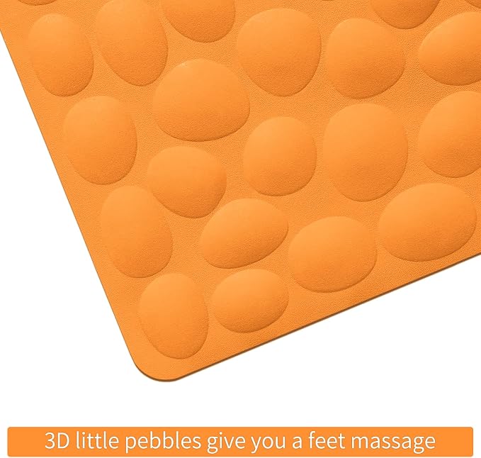 Non-Slip Bathtub Mat OTHWAY Soft Rubber Bathroom Bathmat with Strong Suction Cups (Orange, 16x40 inch)
