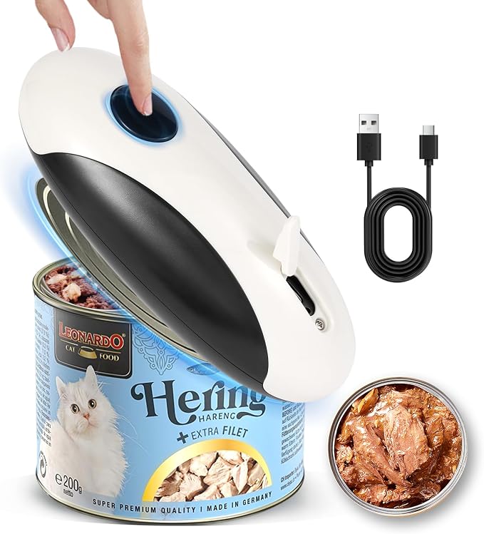 Rechargeable Electric Can Opener, Hands Free for seniors，Food Safe Automatic Can Opener with Smooth Edge,Easy to Use,Works with All Standard Cans (Black)