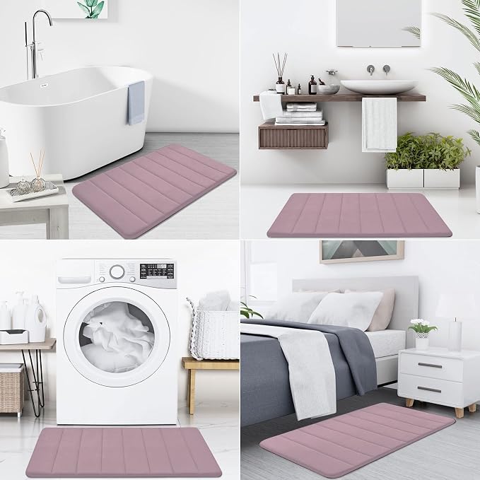Buganda Memory Foam Bath Mat, 44" x 24", Ultra Soft and Non-Slip Bathroom Rugs, Water Absorbent and Machine Washable Bath Rug Runner for Bathroom, Shower, and Tub, Mauve