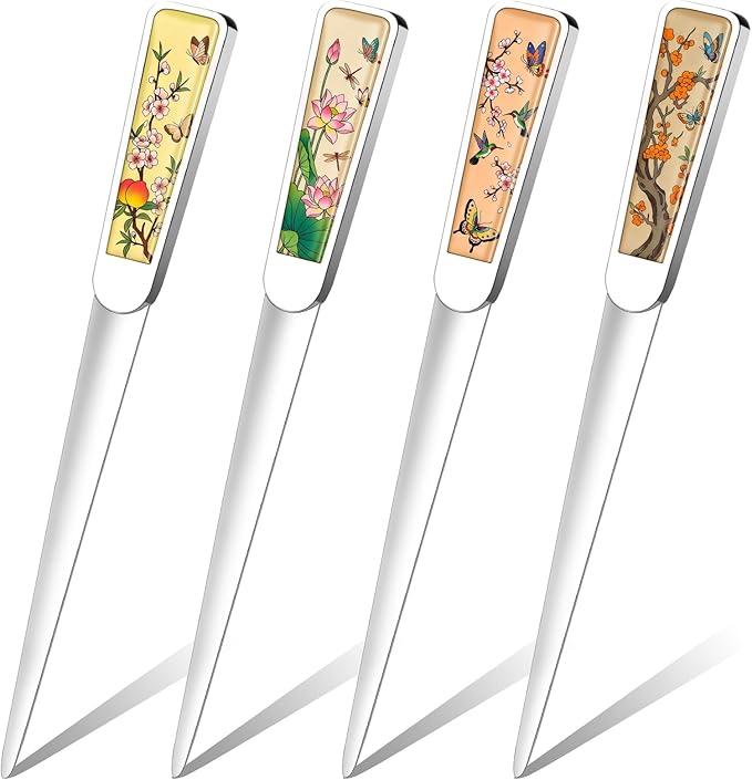 Chuangdi 4 Pieces Letter Opener Knife Fancy Stainless Steel Envelope Openers Slitter Lightweight Mail Opener Tool for Women Men Graduation Gift Office Home School Supplies(Butterfly Style)