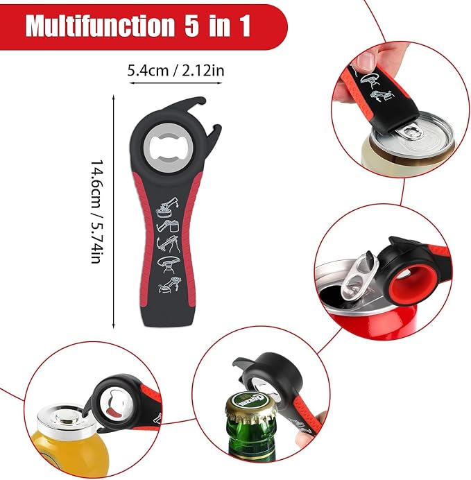 Jar Opener,5 in 1 Bottle Opener Tool,2 Pcs Jar Bottle Can Opener For Seniors(Black/Green)