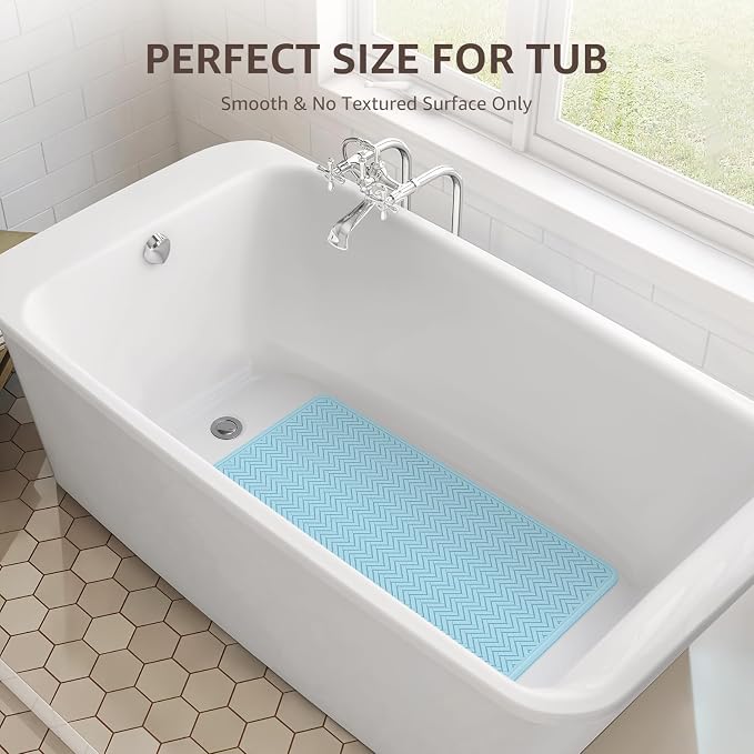 OTHWAY Bathtub Mat Non Slip, 27" x 17" Bath Mat for Tub, Machine Washable Shower Anti Slip Mat with 246 Strong Suction Cups (Lake Blue)