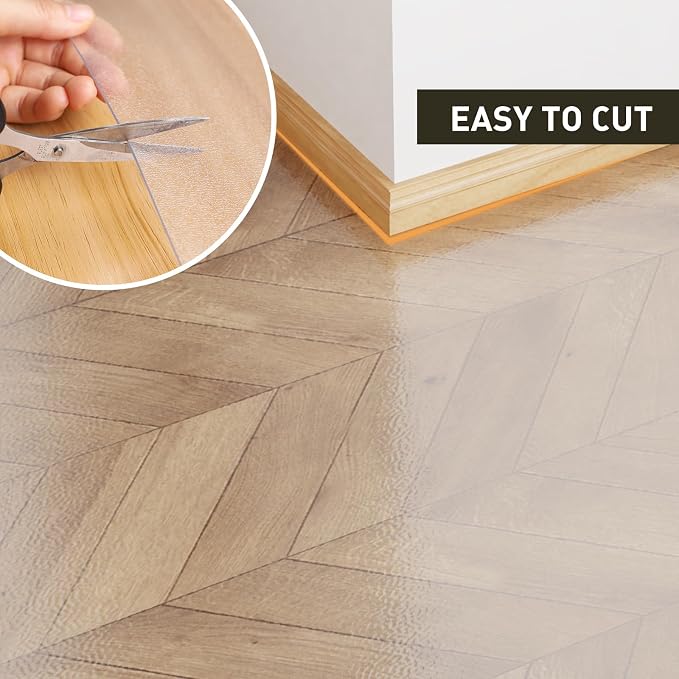 Clear Plastic Floor Mat for Under Dining Table, 5'×7' Large No Slip Waterproof Vinyl Area Rug for Home, Anti-Spill Hard Floor Protector Cover for Living Room, Splat Mat for Under High Chair