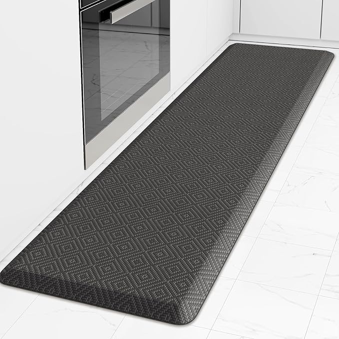Mattitude Kitchen Mat Cushioned Anti-Fatigue Floor Mat Water Resistant Non-Slip Mats and Rugs Standing and Comfort Desk Mats for House Sink Office Laundry (Dark Grey, 17.3"x60")