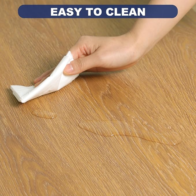 SALLOUS Area Mat for Living Room, 5' x 6'6" Plastic Floor Mat for Home, Waterproof Vinyl Area Rug for Dining Room, Kitchen, Bedroom, Non-Slip Hard Floor Protector for Home Office (Wood Grain)