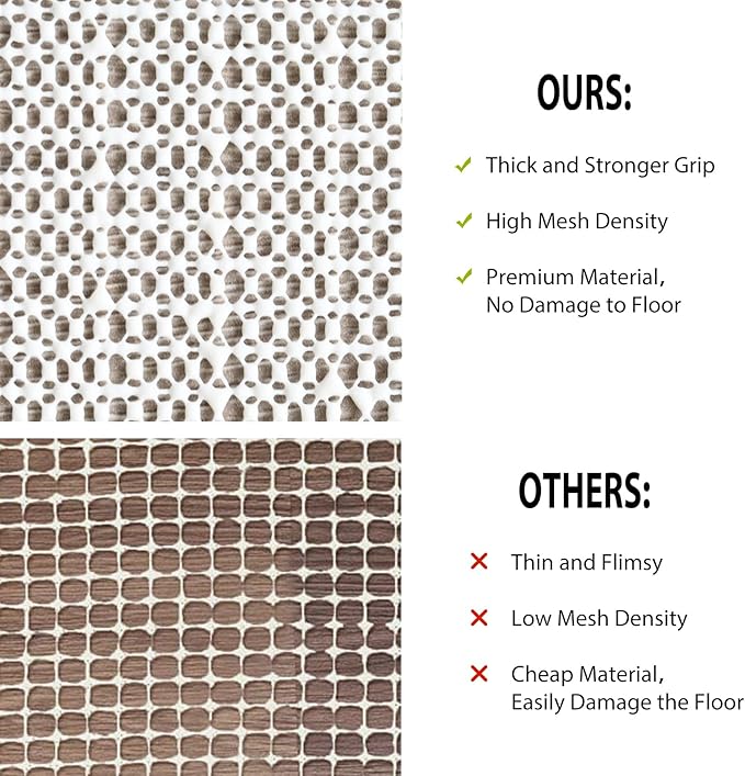 Non Slip Rug Pads for Hardwood Floors, 6x9 Rug Pad Gripper for Area Rugs, Under Carpet Anti Skid Mat, Beige, Keep Your Rugs Safe and in Place