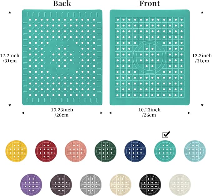 WILLKOMMEN Kitchen Sink Mat, 12" x 10" Rectangular Sink Protector Pad, Fast-Draining Grid Design Liner, Dish Drying Mat 2 Pack Mint Green