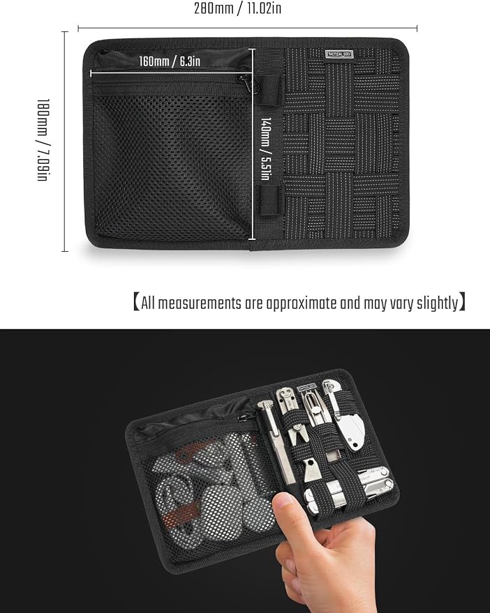 TACTICAL_GEEK EDC Organizer Board, Anti-Slip Elastic Woven Board, Utility Bag Insert Panel for Small Gear, Backpack Accessories (TCM10-Black)