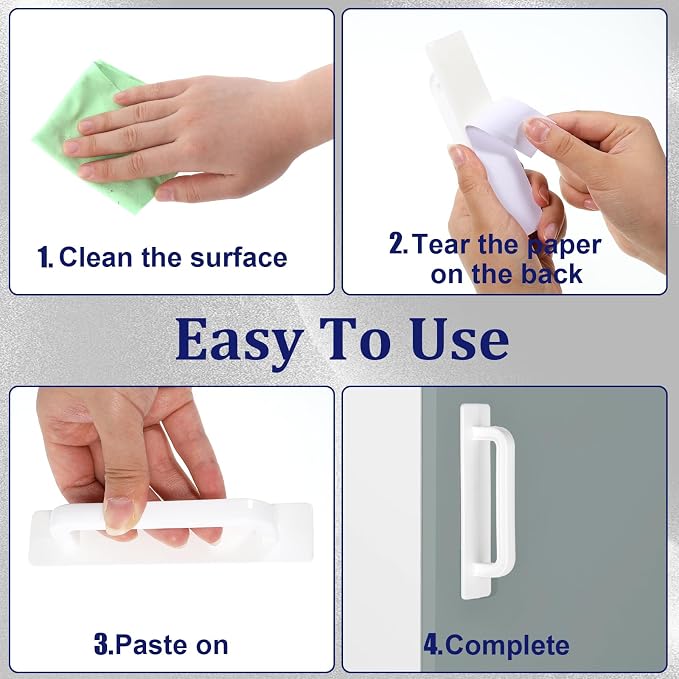 2 Pack Adhesive Cabinet Handles, 5.5" Peel and Stick Cabinet Handles, No Drilling for Kitchen Cabinets Window Sliding Closet Door Handle