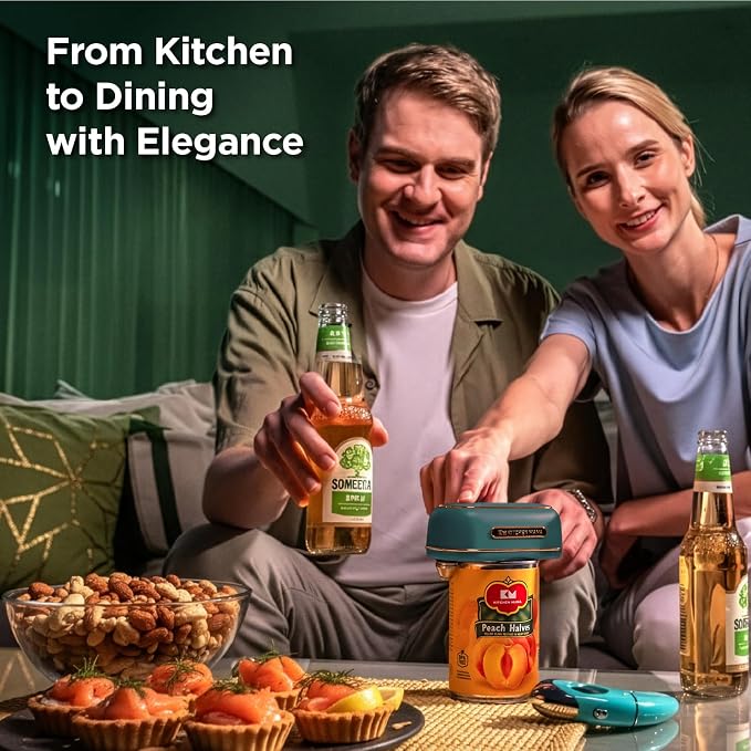 Kitchen Mama Orbit One Rechargeable Electric Can Opener: Hands-free, USB-C Charging, Automatic Stop, Smooth Edge, Safety, Blade for Large Cans, Heavy Duty, with Storage Box (Royal Emerald)