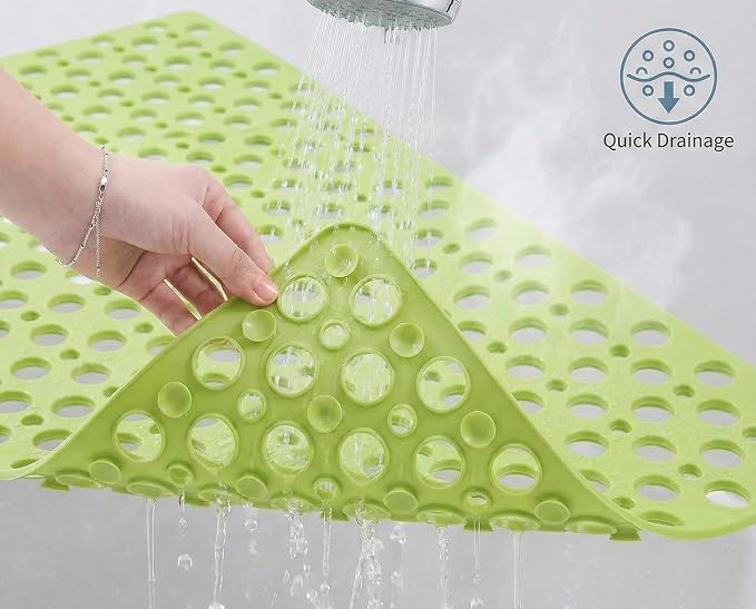 Nonslip Bathtub Mat Extra Soft TPE Bath Mat for Kids, Machine Washable Bathroom Shower Mat, Smooth/Non-Textured Tubs Only, 30L x 17W Inch (Green)
